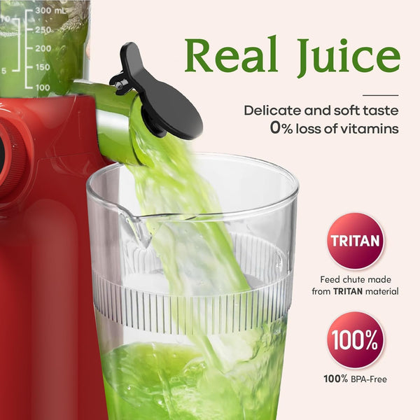 Anybear Cold Press Juicer, 200W Masticating Slow Juicer 4.3" Large Feed Chute Fit Whole Fruits Vegetables | Upgraded Auger | Tritan Materials | BPA Free | Juice Recipes (Silver)