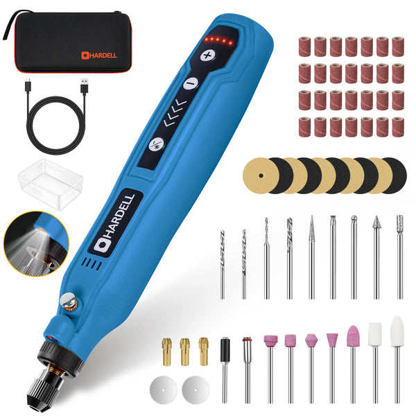 HARDELL Mini Cordless Rotary Tool, USB Charging, 5-Speed Rotary Tool Kit with 61 Accessories, Multi-Purpose 3.7V Power Multi Tool for Sanding, Polishing, Drilling, Etching, Engraving, Cutting, DIY
