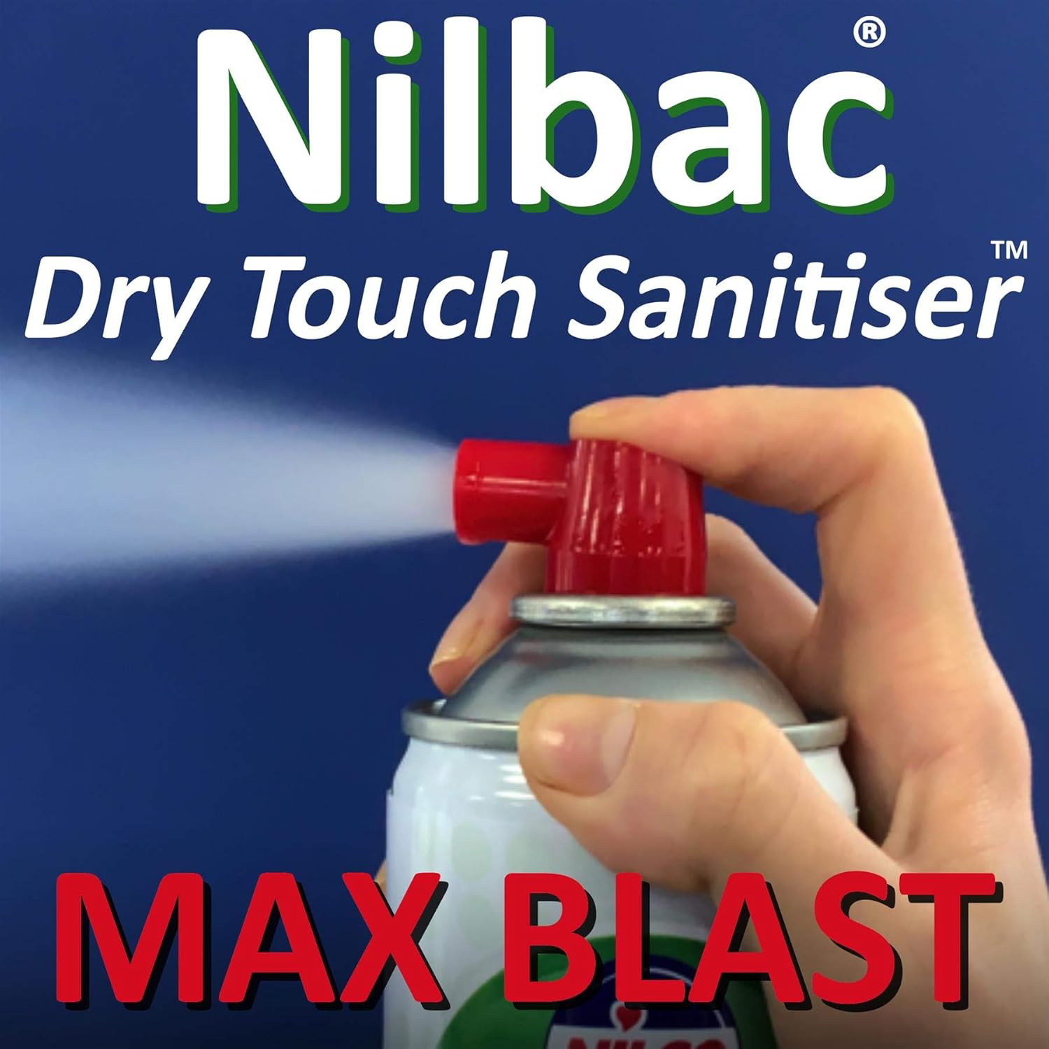 Nilco Nilbac Max Blast - Whole Room Sanitiser kills 99.9% of Bacteria - Dry Touch 750ml Aerosol