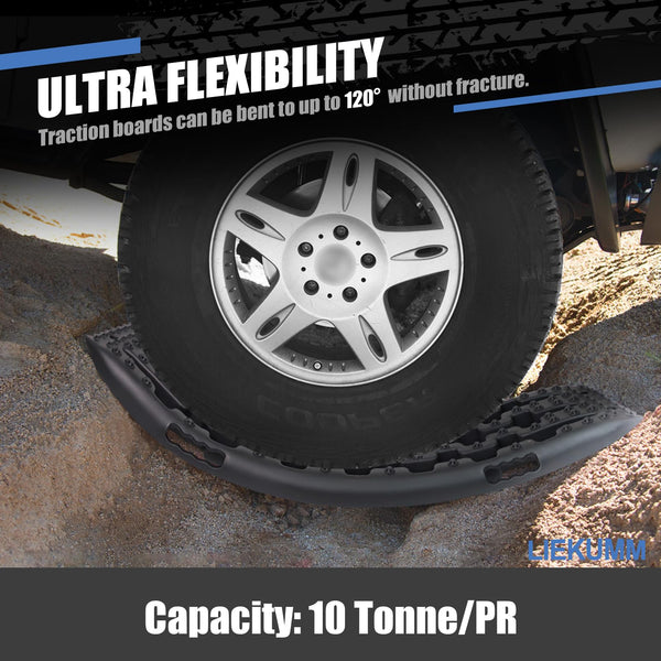 LIEKUMM 2PCS Traction Boards with Jack Lift Base, 104 cm Off-Road Traction Boards for Sand, Mud, Snow, 10 T Capacity Heavy Duty Recovery Tracks for Cars, Trucks, SUVs, Red