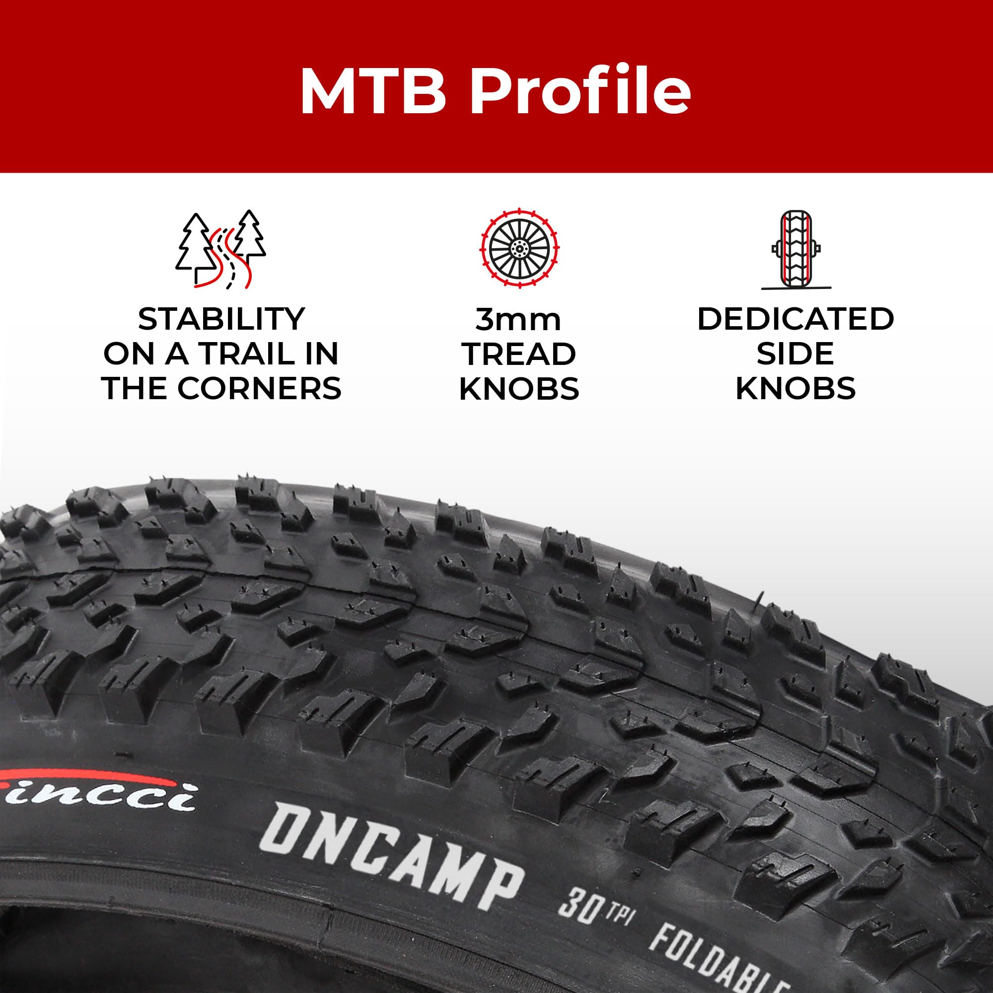 Fincci 27.5 MTB Tyres 27.5 x 2.10 | Foldable Set with 2x Inner Tubes Presta | 30 TPI | Bicycle tires 54-584| For Mountain, Electric & Hybrid Bikes,