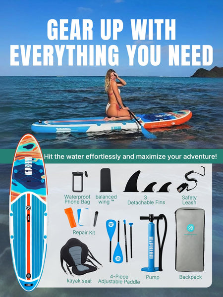 Niphean Inflatable Paddle Boards for Adults with All Accessories, 320cm Stand Up Paddle Board for All Skill Levels, SUP with 200kg Weight Capacity for 2 People, Inflatable Paddleboard with Seat