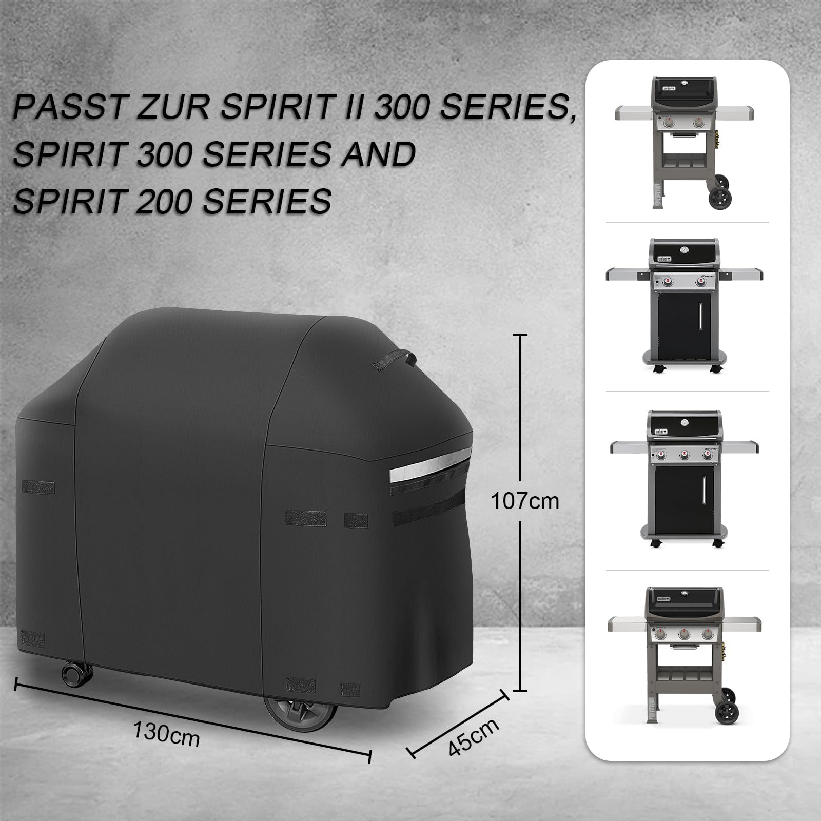 Grill Cover for Weber Spirit II 300& Spirit 200 Series, Heavy Duty BBQ Cover for Weber Spirit Series Compared to 7139, 52 Inch Waterproof,