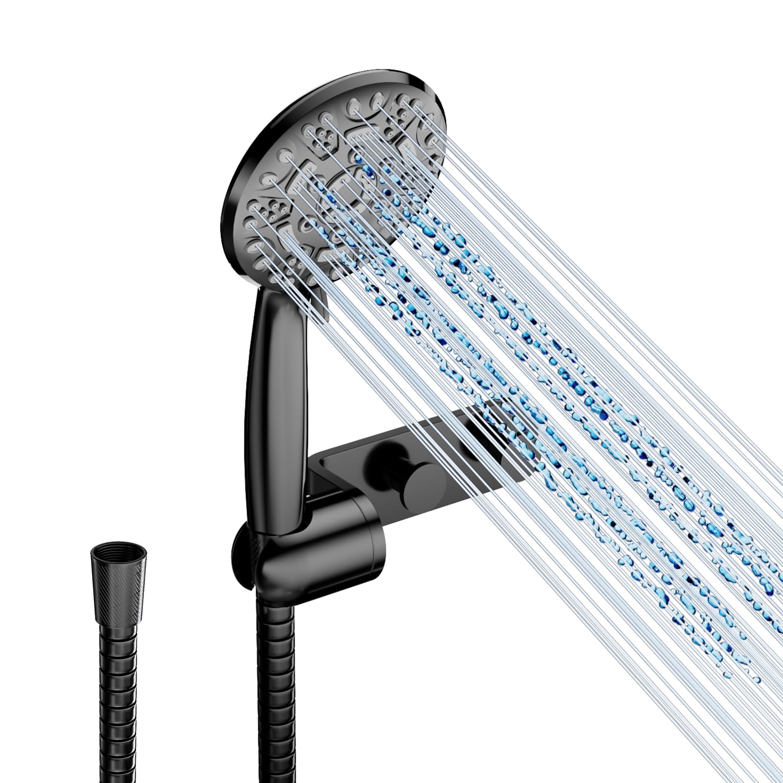 Cobbe High Pressure Shower Head with 8 Spray Modes, Powerful Water Saving Shower Head Set, Large Universal Flow Rain Showerhead for Low Water Pressure - Black