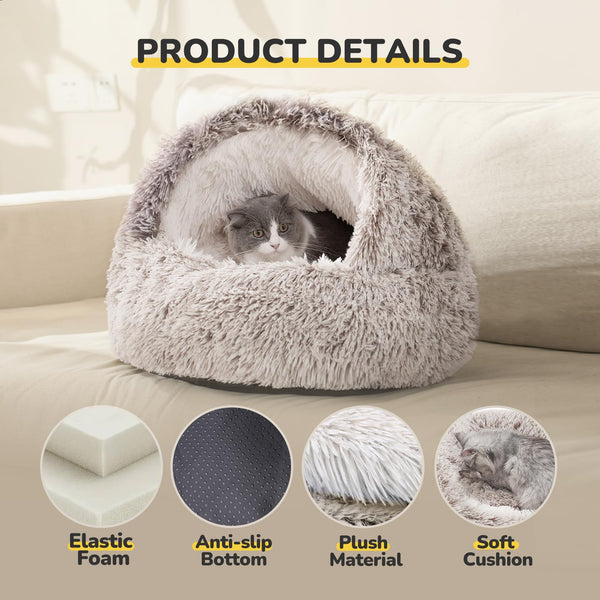 CATISM Cat Beds Cat Bed Pet Bed for Indoor Cats Large Cave Dog Bed Washable Non-Slip Cat Nest Pod Windproof Cat Nesting Bed 50cm Half Moon?