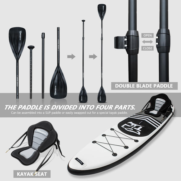 TIGERXBANG Inflatable Stand Up Paddle Board SUP Board with Kayak Seat |320x82x15cm| 305x82x15cm| for Adults/Kids| ISUP PaddleBoarding Complete Kit