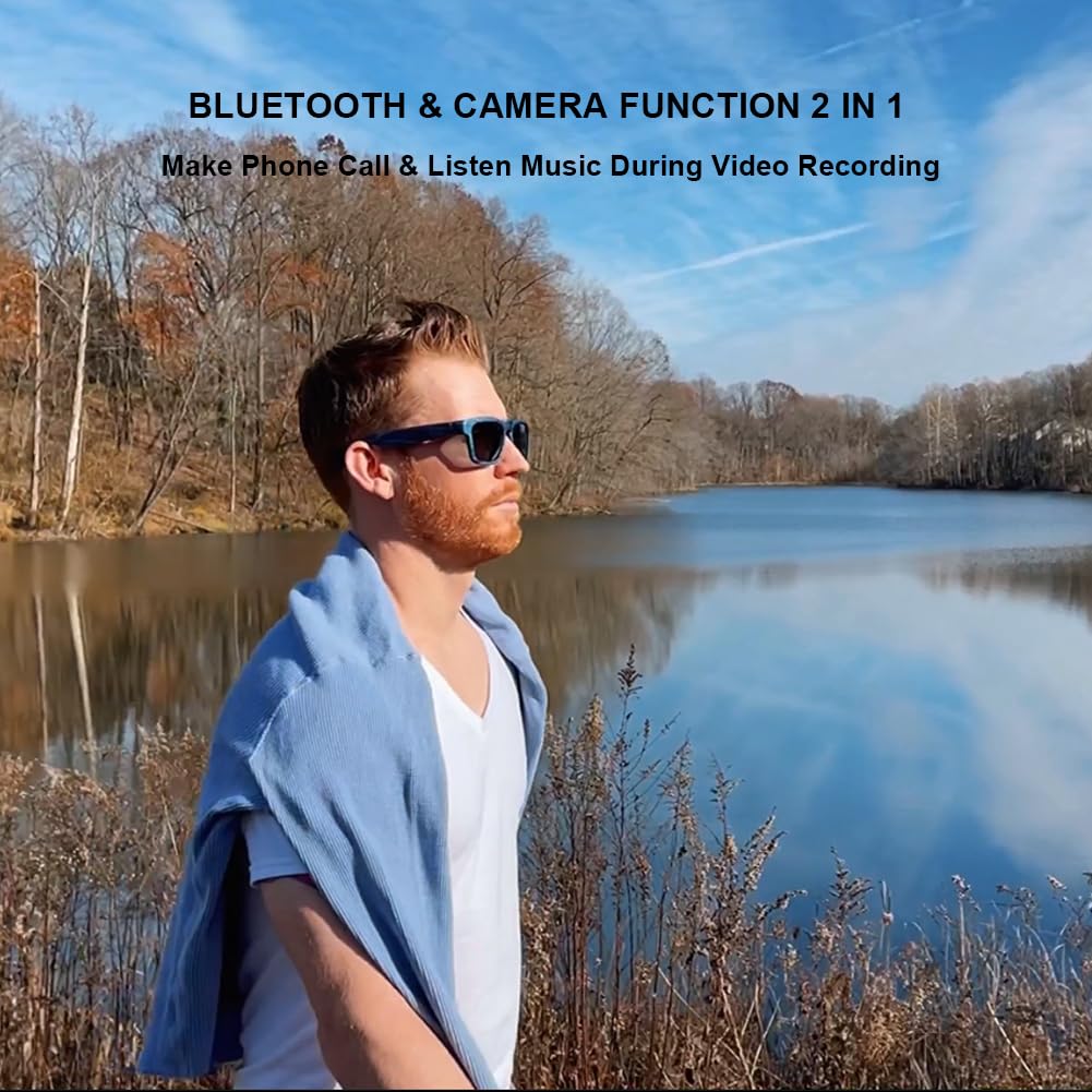OhO Smart Glasses,128G Camera & Bluetooth Sunglasses with Open Ear Speaker Headset Headphone, Indoor&Outdoor Sports,Polarized UV Protection,For Men Women