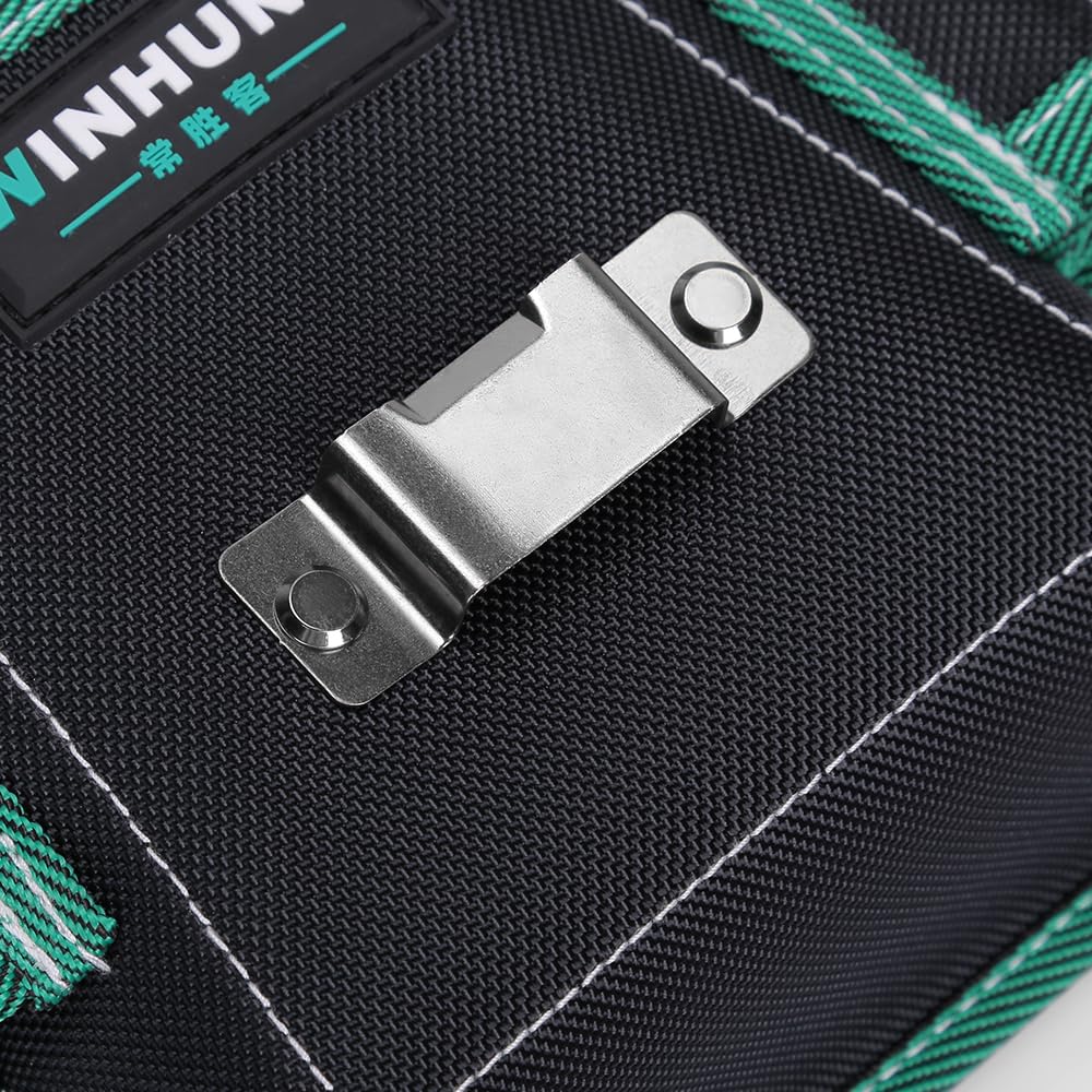 WINHUNT Tool Belt Pouch, Electrician Pouch 18 Pocket with Adjustable Nylon Belt 15x4x22cm Black (18 Pockets)