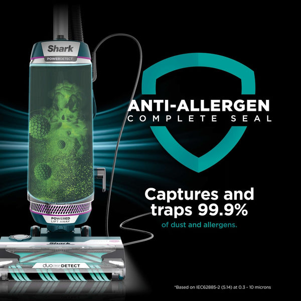 Shark PowerDetect Corded Upright Vacuum Cleaner, DuoClean Detect, Reverse Clean, Anti Hair Wrap Plus, Anti-Allergen, 8m Cord, 1.3L, Dusting Brush, Pet, Crevice, Multi Surface Tools & Bag, AZ3900UKTBK