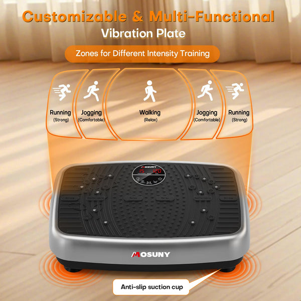 Vibration Plate, MOSUNY Vibration Plate Exercise Machine For Lymphatic Drainage, 2025 Upgraded Double Motors Vibration Plate for Weight Loss, 450 LBS Capacity Vibration Plate For Whole Body Workout