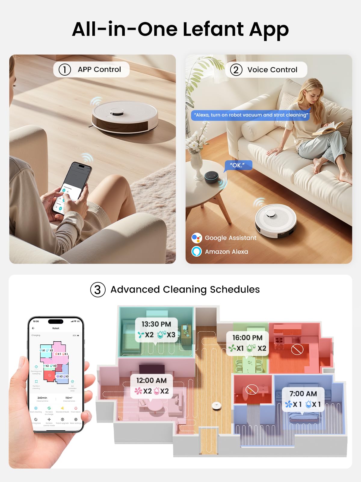 Lefant M210P Robot Vacuum Cleaner, Featured Carpet Cleaner Small Robot 7.8cm Thin 28cm DIA, Robotic Vacuum Alexa Voice Control Self-Charging Ideal for Pet Hair Hard Floor and Carpet