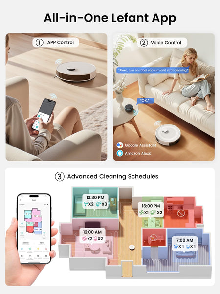 Lefant M210P Robot Vacuum Cleaner, Featured Carpet Cleaner Small Robot 7.8cm Thin 28cm DIA, Robotic Vacuum Alexa Voice Control Self-Charging Ideal for Pet Hair Hard Floor and Carpet