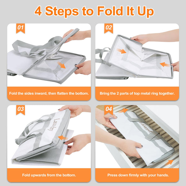 ROSOS Collapsible Foldable Hamper - Extended Double Handle, 80 L Laundry Basket for Bedroom Bathroom Dorm Storage - 1 Pack, Black