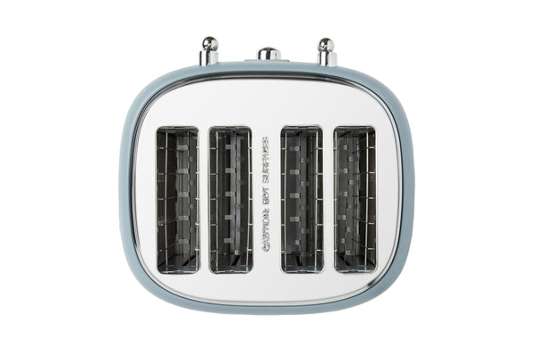 Haden Highclere Blue Toaster 4 Slice - Adjustable Browning Control - Removable Crumb Trays - Easy To Clean 4 Slice Toaster - Cord Storage - Stainless