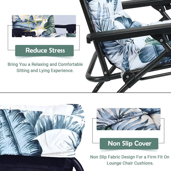 High Back Sun Lounger Replacement Cushion: 170x53 cm Padded Soft Non Slip Ties Outdoor Indoor Use for Reclining Garden Chair Patio Beach Porch Furniture