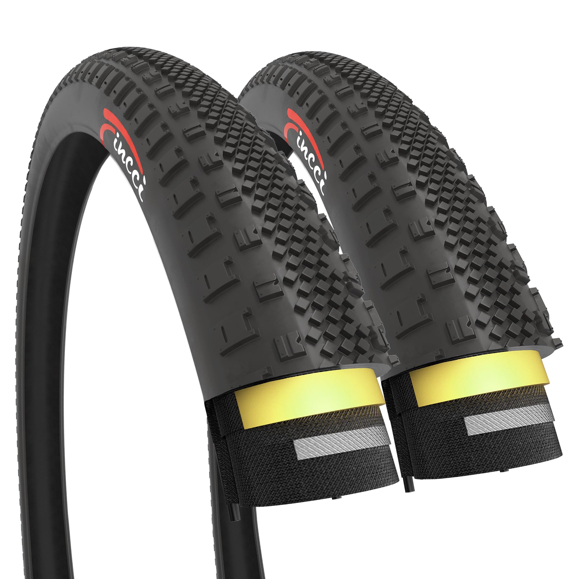 Fincci Pair 700 x 38c 40-622 Foldable Gravel Tyres with 1mm Antipuncture Protection for Electric Road MTB Hybrid Bike Bicycle (Pack of 2)