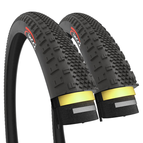 Fincci Pair 700 x 38c 40-622 Foldable Gravel Tyres with 1mm Antipuncture Protection for Electric Road MTB Hybrid Bike Bicycle (Pack of 2)
