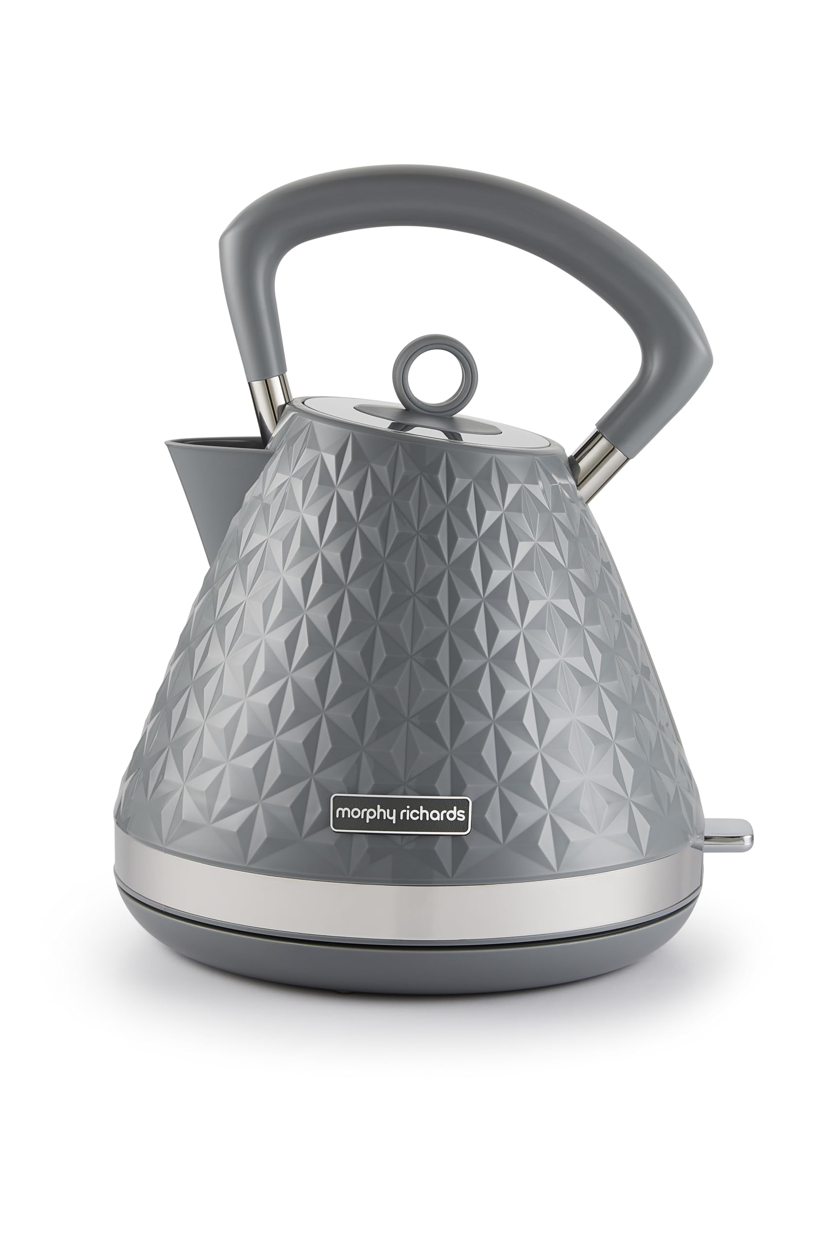Morphy Richards Vector Pyramid Kettle, 1.5L 3kW Rapid Boil, Anti Limescale Filter, Boil Dry Protection, Water Window, Pull Ring Removeable Lid, 360