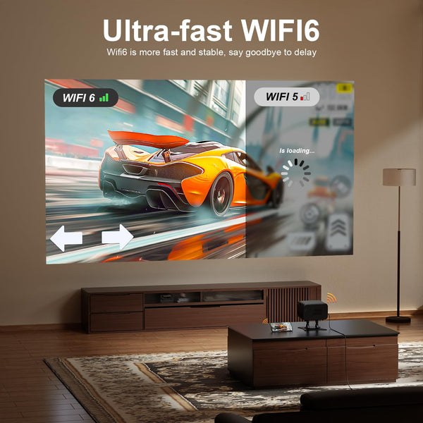 [Official Netflix Certified & Auto Focus] Smart Projector 4K Support, XuanPad Mini Projector for Bedroom, 800 ANSI, Auto Keystone, 3D Stereo Sound WiFi Bluetooth Projector with 360°Adjustable Stand