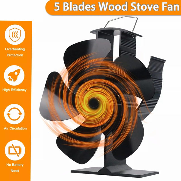 Tomersun 4 Blades Stove Fan Heat Powered Wood/Log Burner Fan Eco Friendly Heat Circulation for Wood/Log Burner/Fireplace