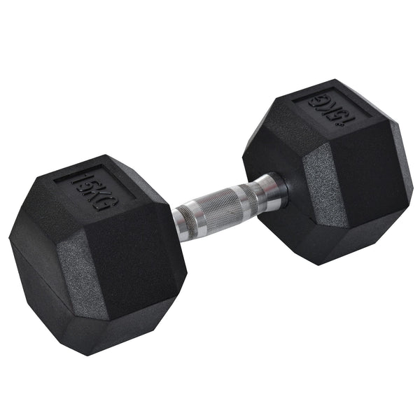 HOMCOM 12.5KG/15KG/17.5KG/20KG Single Rubber Hex Dumbbell Portable Hand Weights Dumbbell for Home Gym Workout Fitness