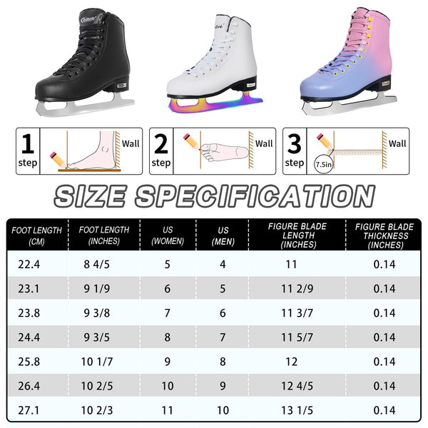Nattork Figure Skates Excellence Stainless Steel Blades Ice Figure Skating with Enhanced Support Strength Performance and Ultimate Comfort for Youth and Adult