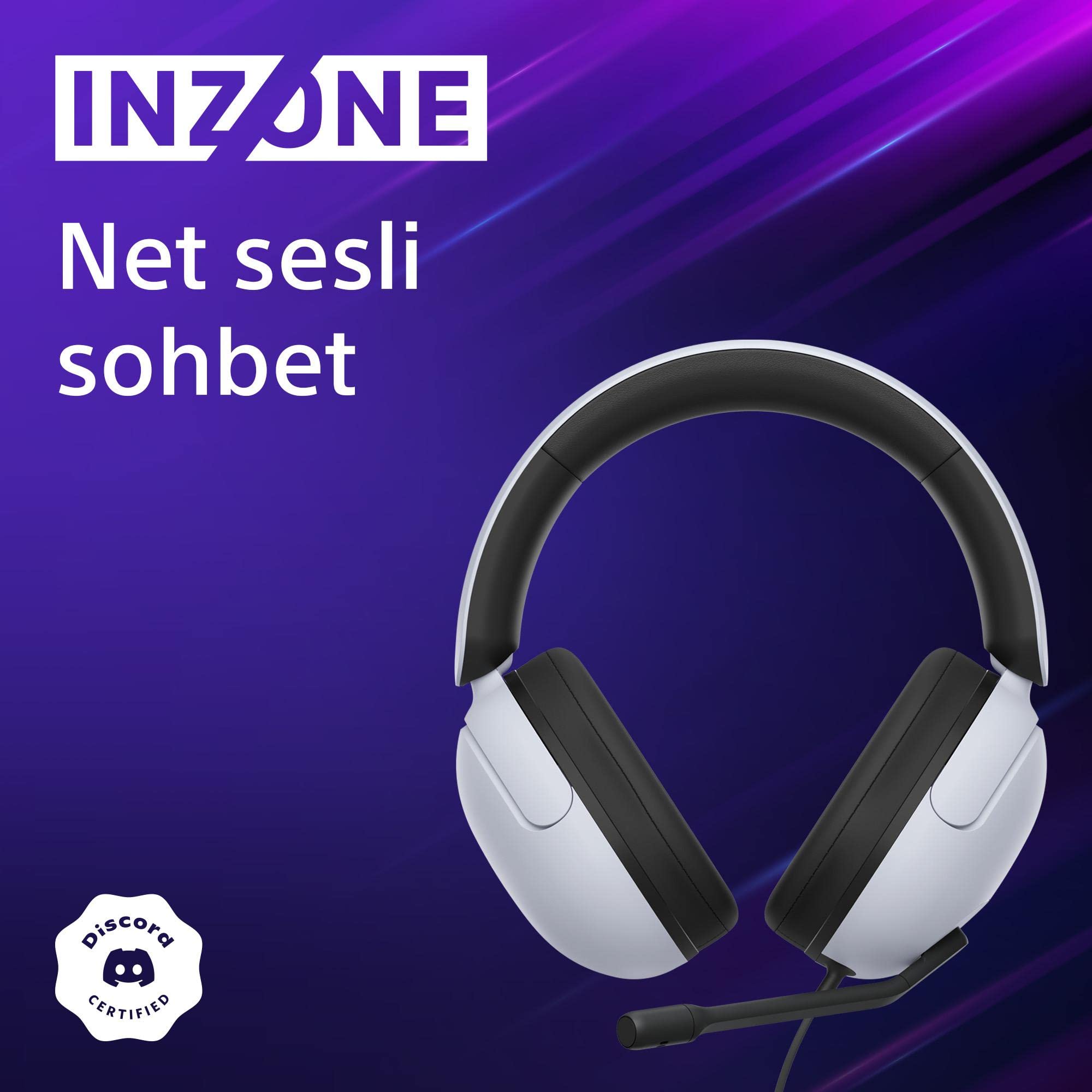Sony INZONE H5 Wireless Gaming Headset - PC/PS5, 360 Spatial Sound for Gaming, 28H battery lifelow latency, comfortable design, microphone with AI - White