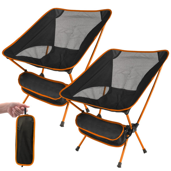 SOPPY Folding Camping Chair Ultra Lightweight, Portable Backpacking Chair, Heavy Duty 135kg Capacity, Outdoor Chairs with Carry Bag for Camping, Garden, Fishing, Beach,BBQs - Orange