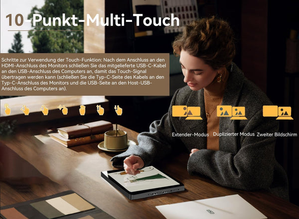 Ulrhzar Small Touchscreen Monitor 7.8inch 1280x400P 60Hz 300cd/m² Brightness for Raspberry Pi PC Laptop, Touch Screen Portable Monitor GPU CPU AIDA64 Monitoring