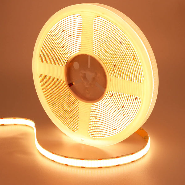 GOMING 32.8ft(10M) 24V Double Row COB LED Strip Light Warm White 3000K 6000LEDs CRI 93+ 20000lm Uniform Glow Dotless Not Waterproof IP20 Flexible LED