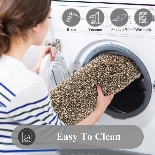 Pauwer Doormat Non Slip Indoor Barrier Mats Rubber Backing Super Absorbent Entrance Rug Durable Inside Dirt Trapper Mats(80X120cm, Brown)