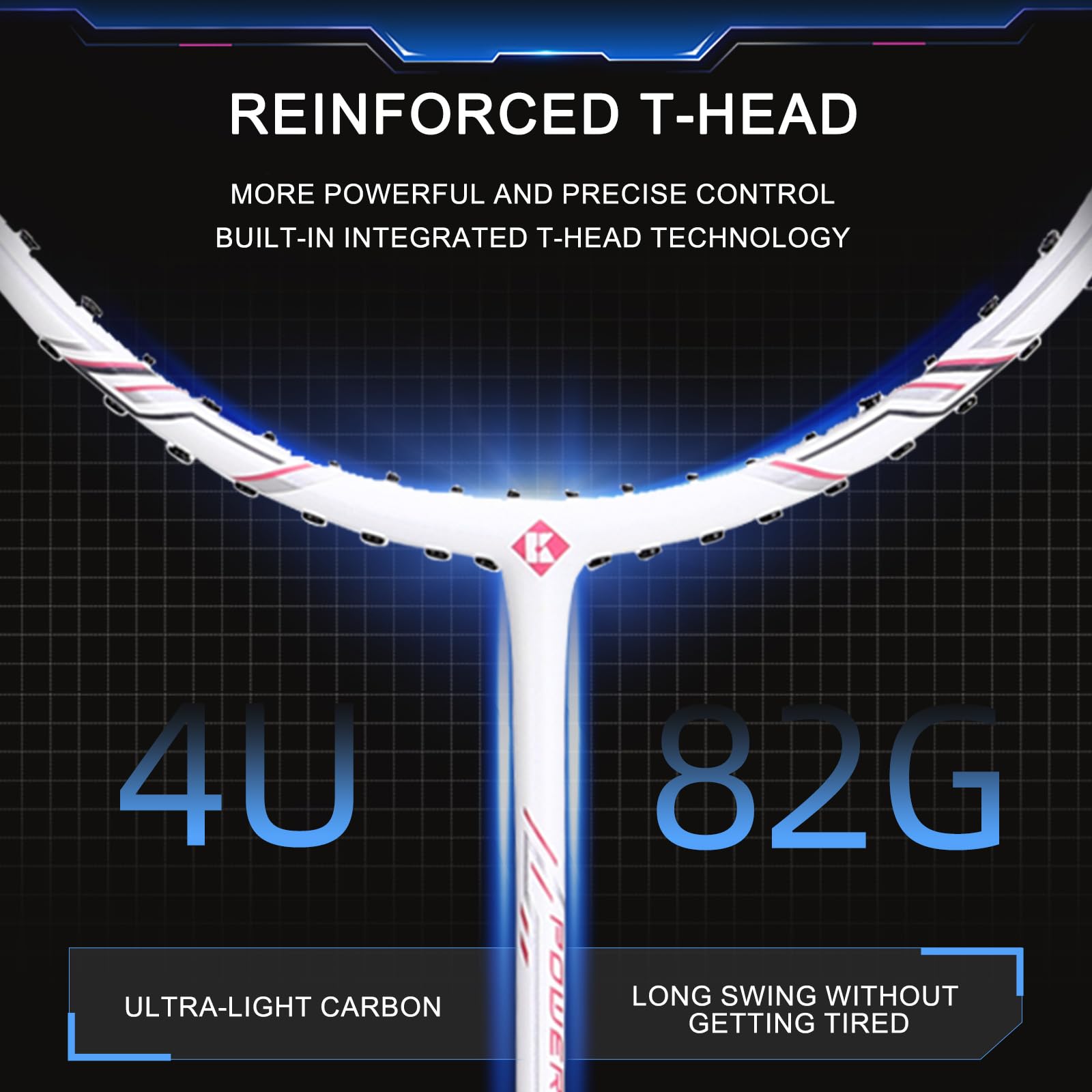 KUMPOO Badminton Rackets Set Professional Badminton Racquet: Full Carbon Fiber Badminton Rackets set of 2 for backyards, Lightweight Badminton Rackets