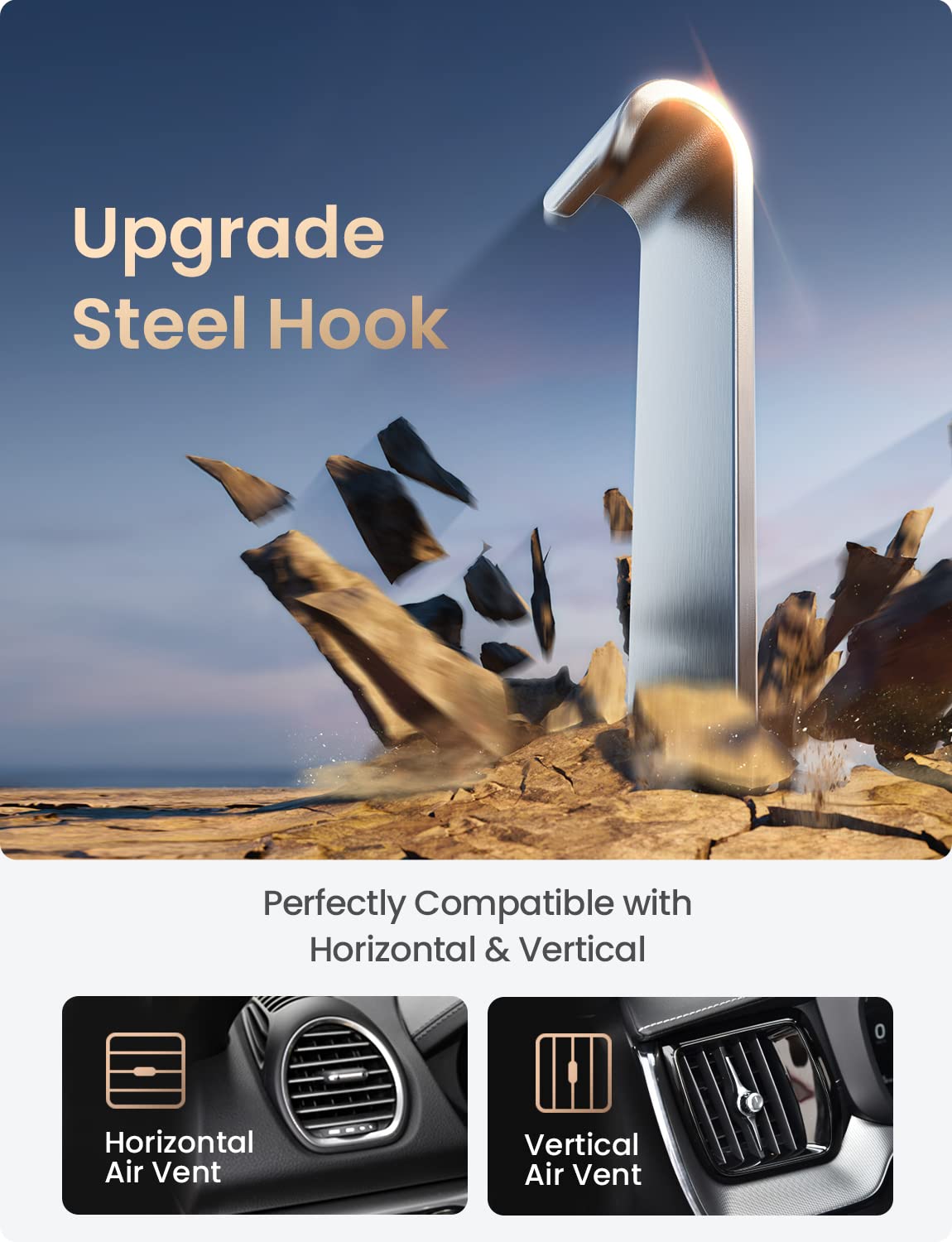 LISEN Phone Holder for Cars, Universal Car Phone Holder, Hands Free Mobile Car Vent Phone Mount Holder for phone with Newest Extension Clip Compatible for iPhone 14 13 12 Pro Max Samsung S22 Android