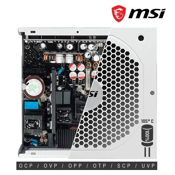 MSI MPG A1000G PCIE5 Power Supply Unit, UK Plug - 1000W, 80 Plus Gold Certified, Fully Modular ATX 3.0, PCIe 5.0 GPU Support, Japanese 105°C Capacitors, 0% RPM Mode, Flat Cables - 10 Year Warranty