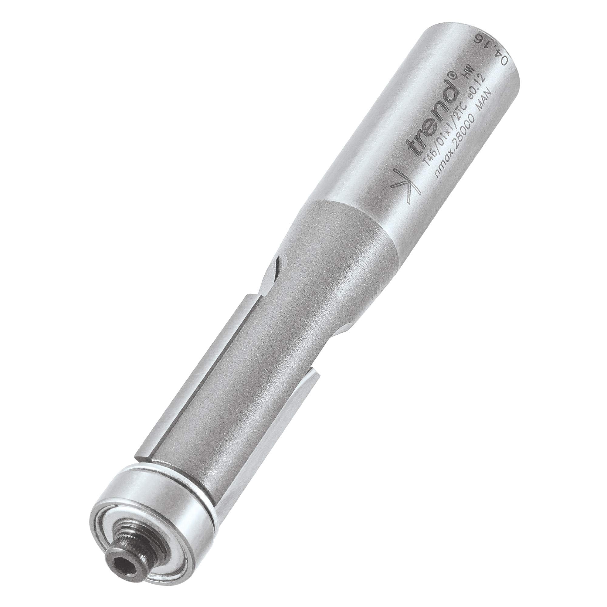 Trend Professional Guided Trimmer, 1/2 Inch Shank, 12.7mm Cut Diameter, 50mm Cut Length, Tungsten Carbide Tipped, 46/23X1/2TC