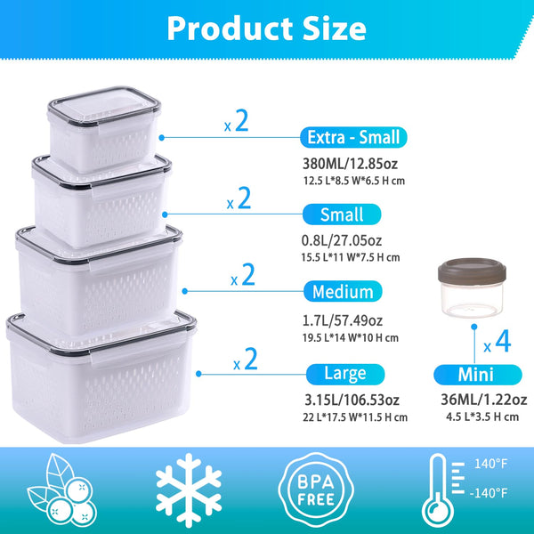 KUMD 50-Piece Airtight Food Storage Containers with Lids | Leakproof, BPA-Free, 25 Containers+ 25 Lids, Stackable & Microwave Safe Kitchen Organisers for Pantry, Meal Prep & Freezer Use, 40ml-2.5L