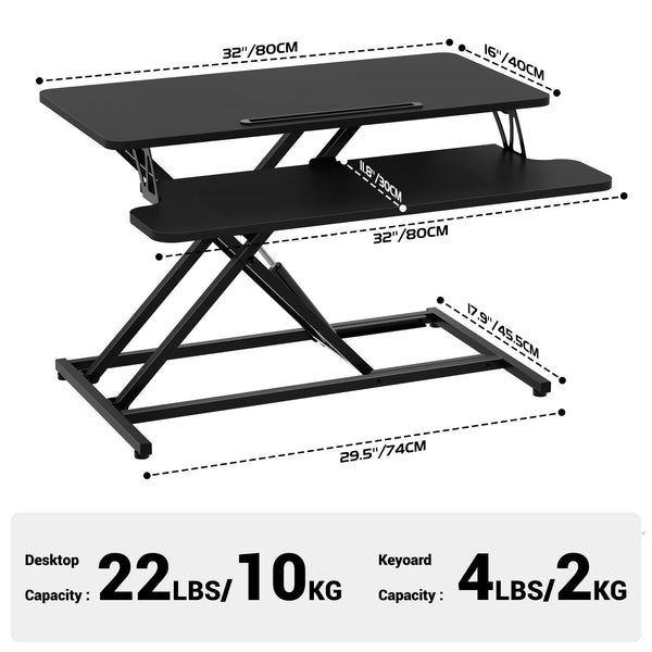 ERGOMAKER Standing Desk Converter, 36"/91cm Wide Height Adjustable Quick Sit to Stand Up Desk Riser for Dual Monitor