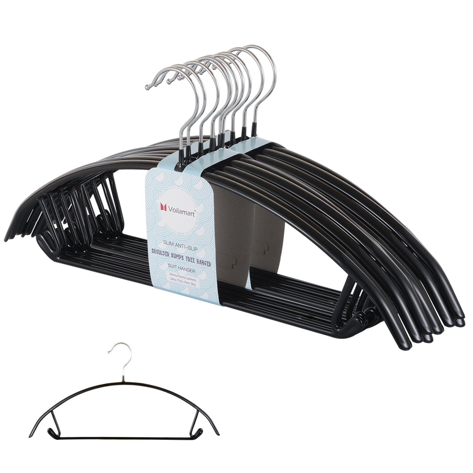 Voilamart Pack of 30 Coat Hanger,Light-Weight Non-Slip Knitwear Hanger,Metal Clothes Hangers No Shoulder Bumps for Knitwear Dress with Hook Jumper