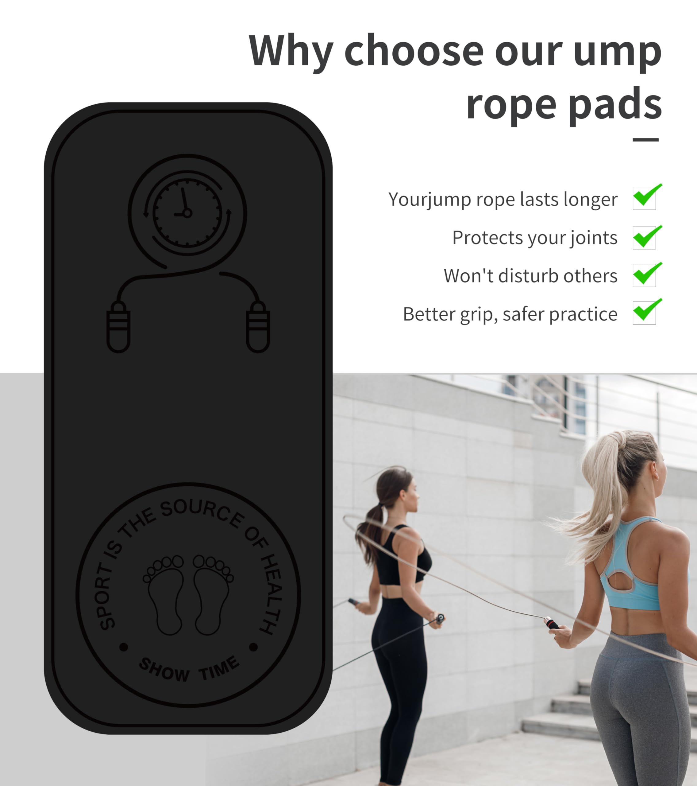 LaiEr Jump Rope Mat Set,Two pieces of Knees Protection Impact Absorption Fitness Exercise Mat Non-Slip for Home