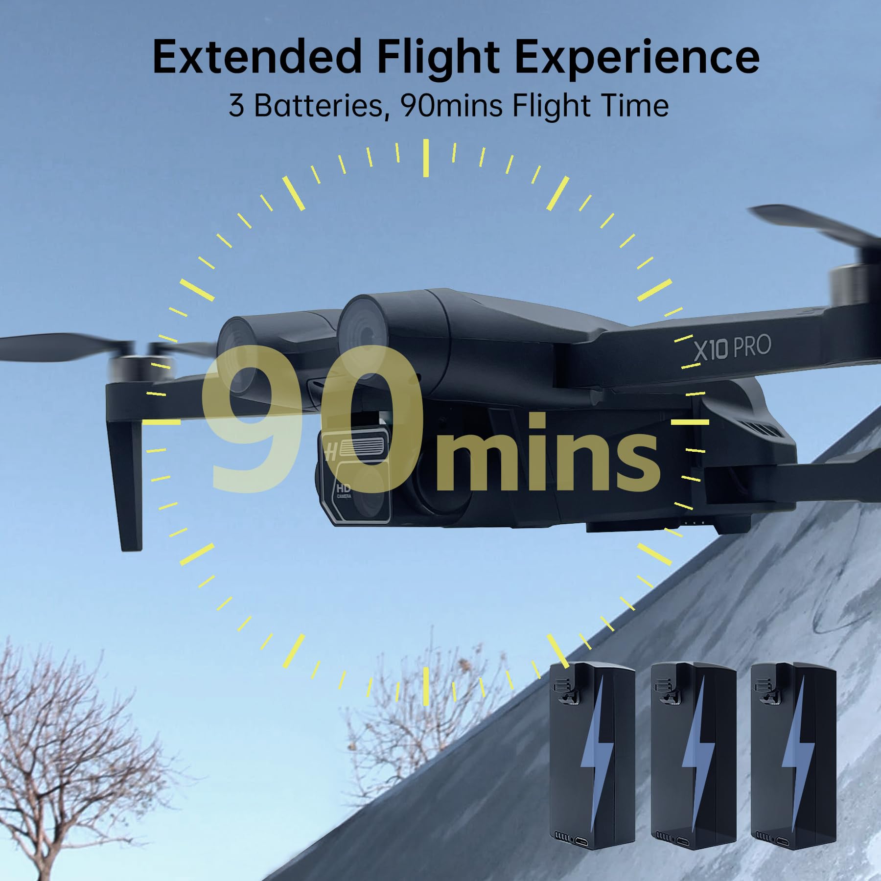 2650 ft Control Range Super Endurance Foldable Drone with Camera for Beginners–60+ min Flight Time, WiFi Quadcopter with 4K HD Camera, Brushless Motor, Auto Hover, Follow Me (3 Batteries)