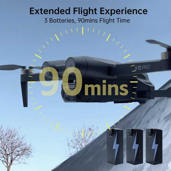 2650 ft Control Range Super Endurance Foldable Drone with Camera for Beginners–60+ min Flight Time, WiFi Quadcopter with 4K HD Camera, Brushless Motor, Auto Hover, Follow Me (3 Batteries)