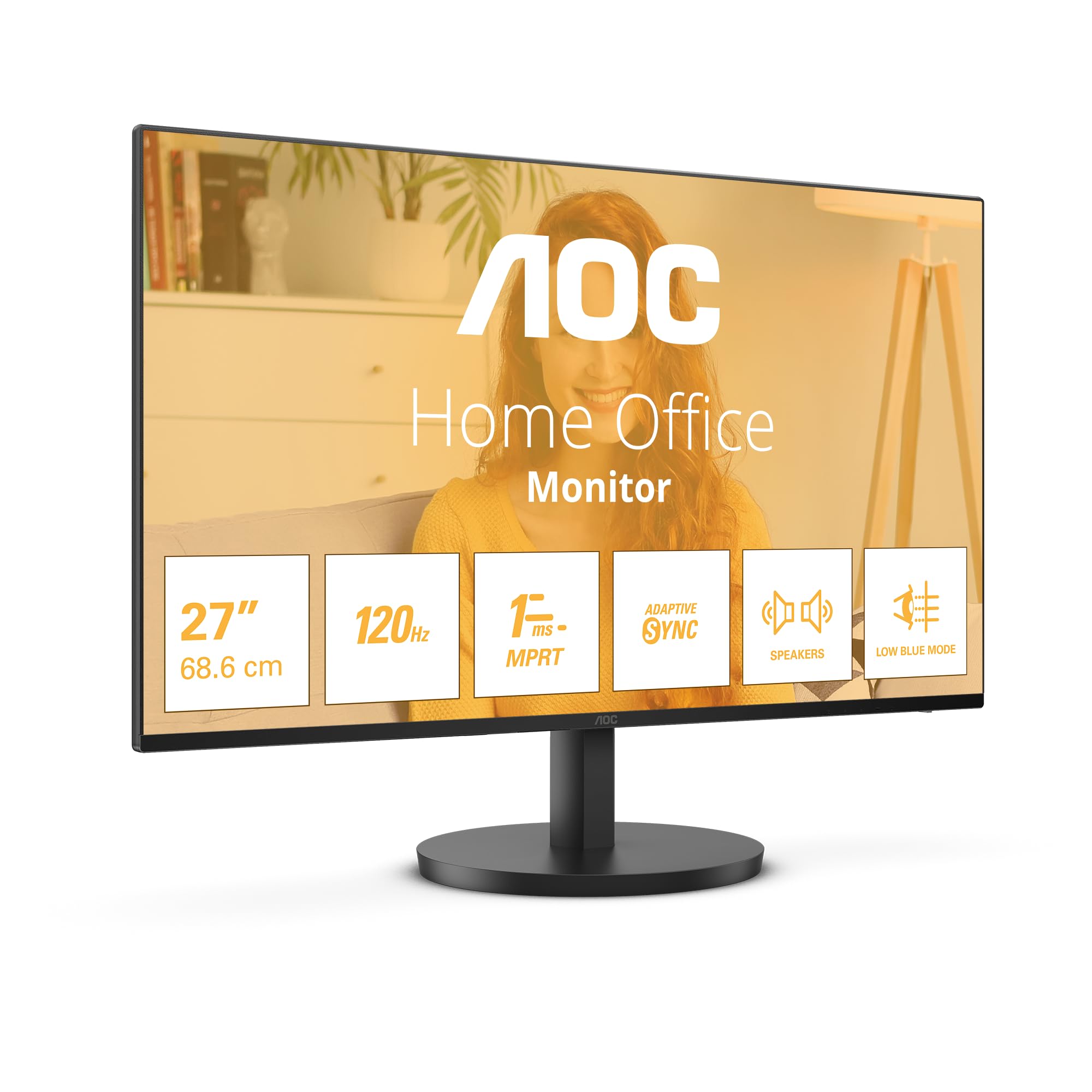 AOC 27B3CA2 - 27 Inch FHD Monitor, 100Hz, IPS, Speakers, USB-C Connectivity, FlickerFree, Adaptive Sync, LowBlue (1920 x 1080, 250 cd/m2, HDMI 1.4 / USB-C 65W Power delivery)