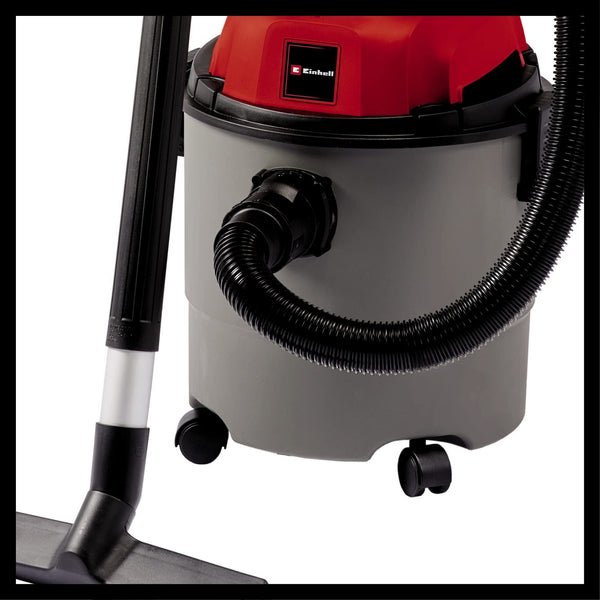 Einhell TC-VC 1815 wet & dry vaccum cleaner (1250 W, 180 mbar, robust 15-liter plastic tank, blow connection, 4 castors, accessories holder, incl.