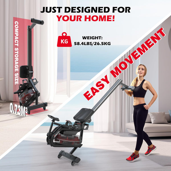 JOROTO MR23 Rowing Machines for Home Gym Foldable Rower Machine 300 LBS Weight Capacity with Bluetooth Function, Ipad Holder