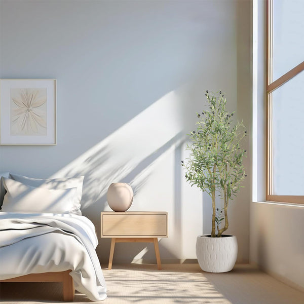 Alupssuc 5FT Artificial Olive Tree Big tall Fake Plants, 5 Feet Artificial Olive Silk Plants Indoors with Curved Trunk in Pots, Fake Tree for Home