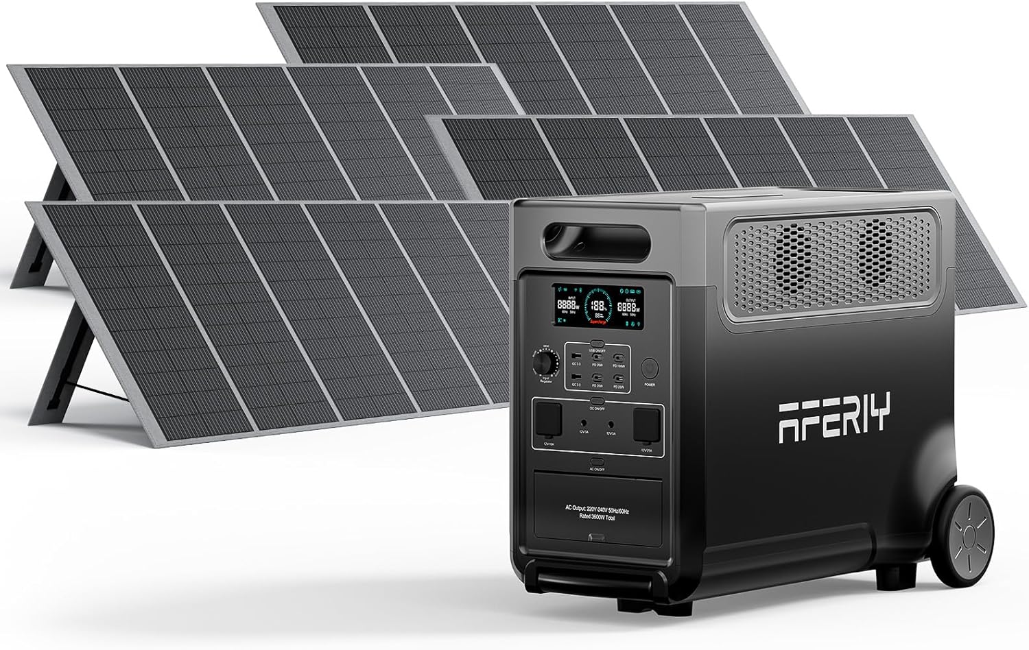 AFERIY Portable Power Station 3600W 3840Wh with 3.8-11.5kWh Expandable Capacity, Electric Generator LiFePO4 as Backup Battery, 220V-240V, EPS, UPS, BMS, Solar Generator for Home, Camping, Travel