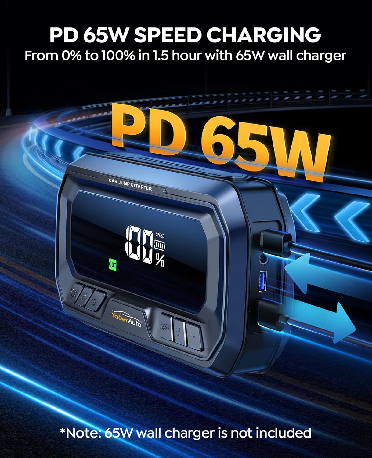 YaberAuto 10-in-1 Jump Starter Power Pack 6000A with Air Compressor 160PSI, Portable PD 65W Car Battery Jump Starter (All Gas/12L Diesel) Jumper Starter Power Bank with Jump Leads, 160W DC,600 Lumen