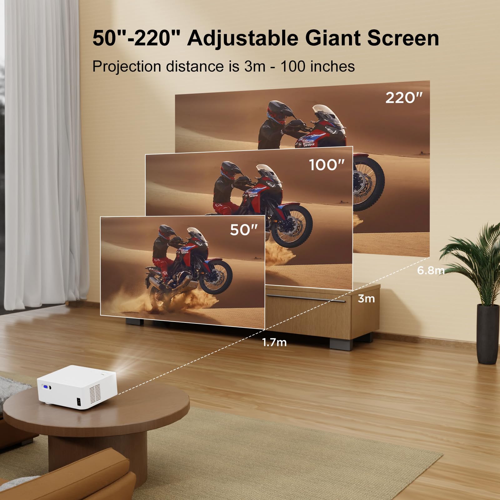 [360°Adjustable Stand] Mini Projector with WiFi and Bluetooth: Electric Focus & Auto Keystone 1080p Supported, 15000L,Phone Projector - 2025 Upgraded Visulapex Portable Home Theater