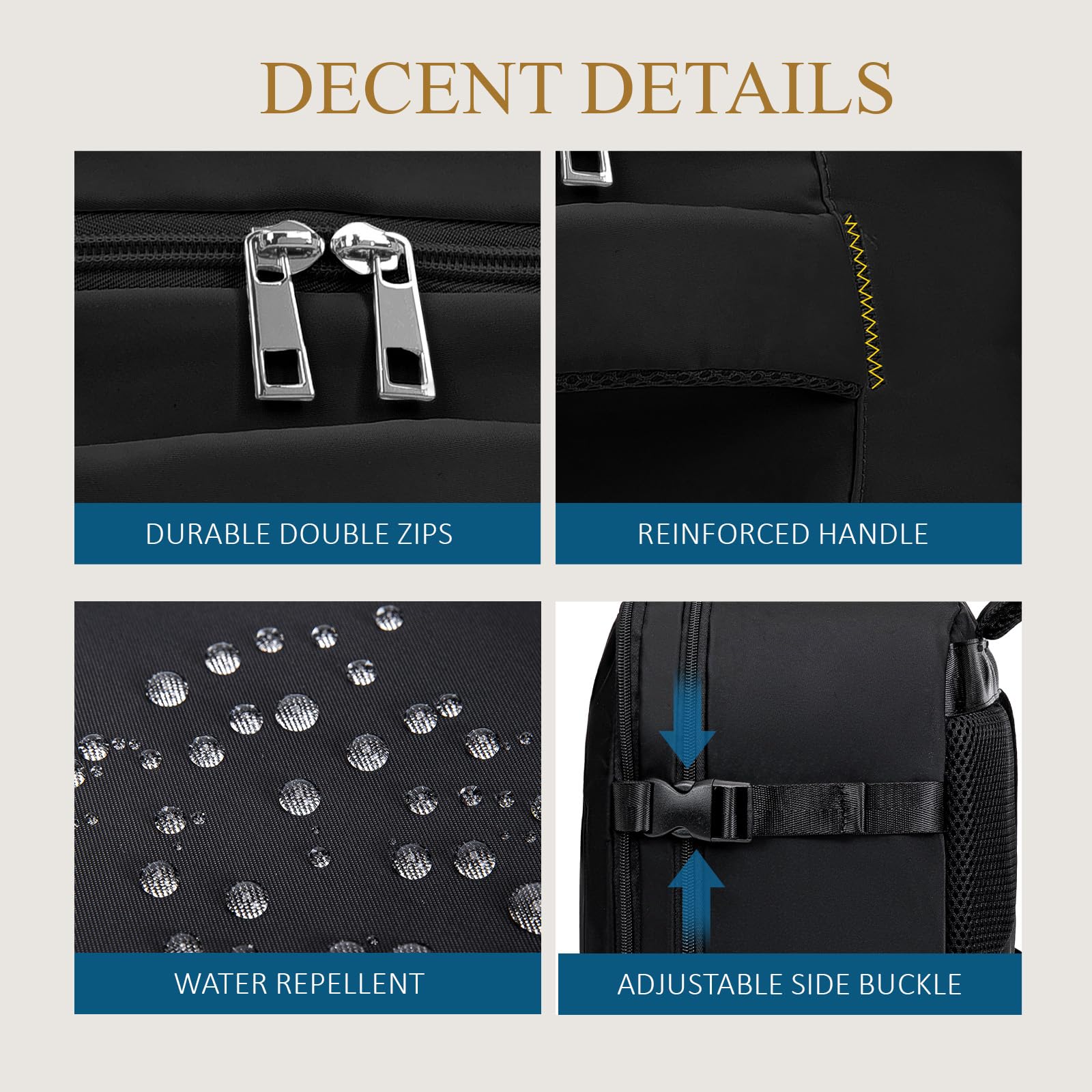 Cabin Bag 45x36x20 for New Easyjet, Underseat Cabin Luggage Bags Carry on Travel Backpack Cabin Size for Airplanes, 30L Hand Luggage Suitcase Water Resistant Laptop Backpacks Black