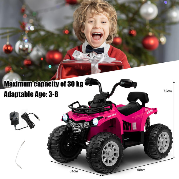 COSTWAY 12V Electric Kids Quad Bike, Battery Powered Ride on Car ATV with Head lights, Music, MP3, Storage Basket, Backward Function, for Boys and Girls Aged 3-8 Years (Black)